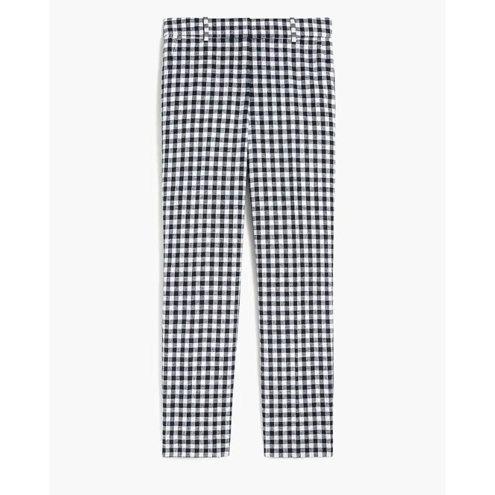 EUC J. CREW Navy-White Checkered Gingham Linen-Cotton Lined Holland Pants 0